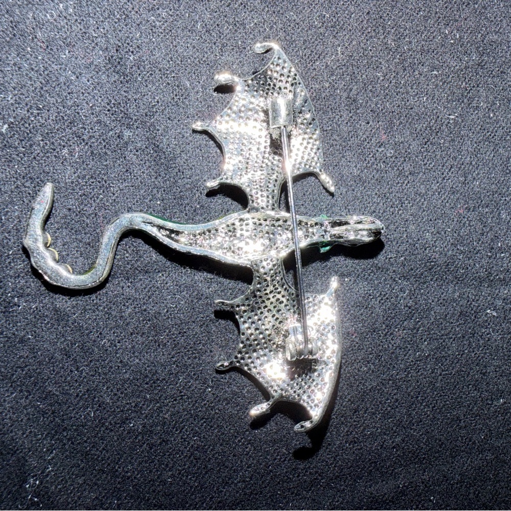 Enchanted Green and Blue Dragon Crystal Brooch - Picture 2 of 4